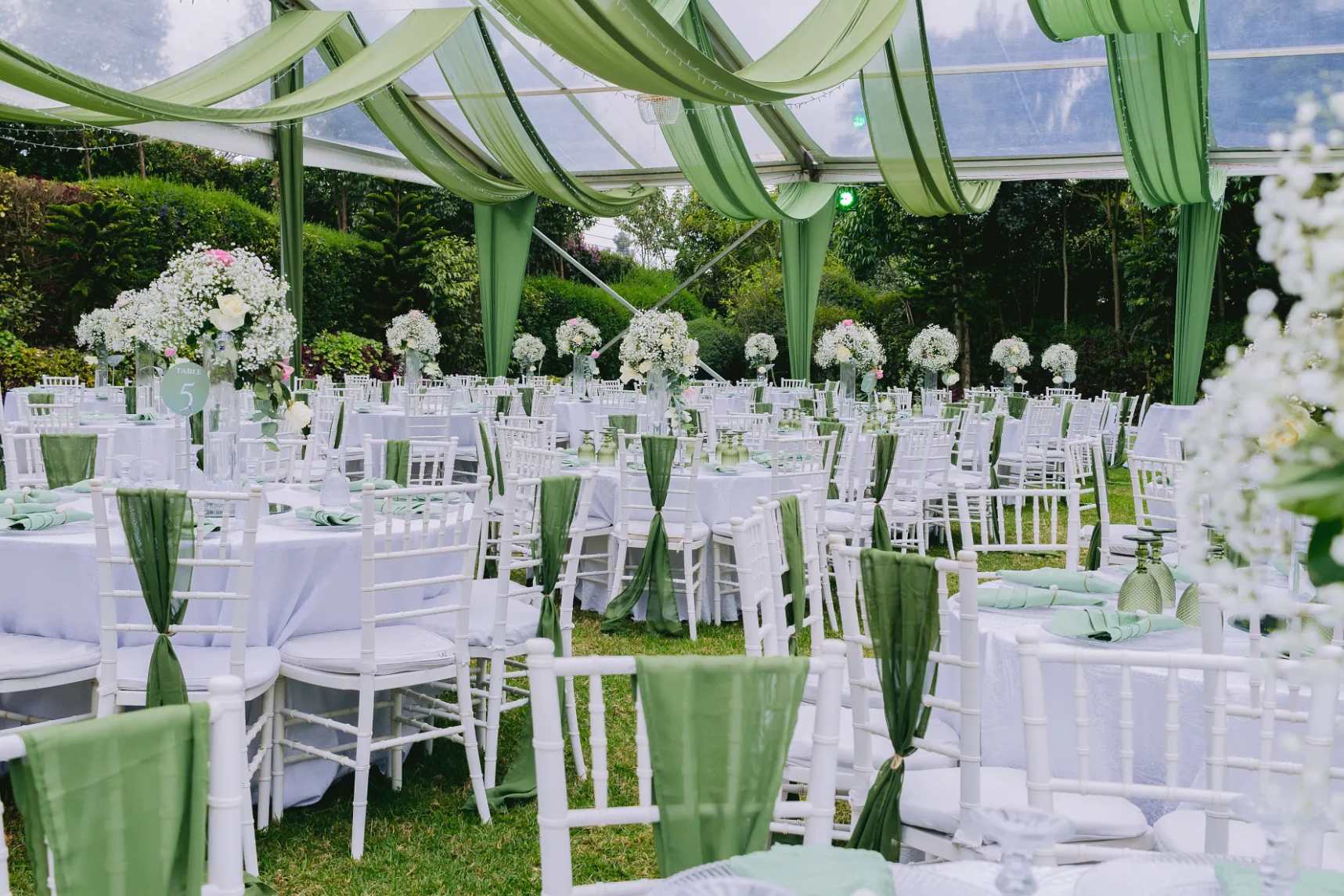 Draped canopy in reception hall